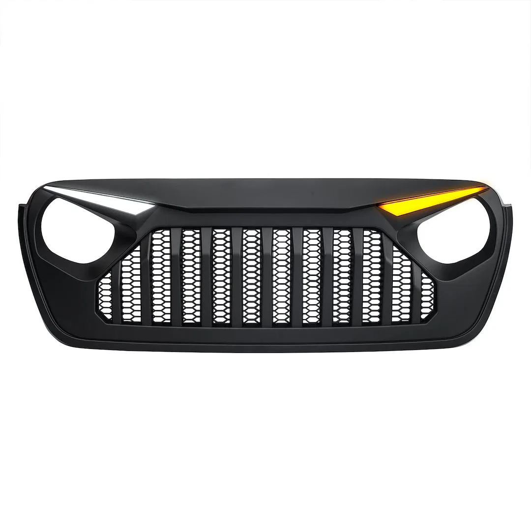 AMJPCA00140 – AMERICAN MOD Grille, Bar/ Mesh Style With Light Cutouts Matte Black ABS Plastic With Eyebrow White Dayt...